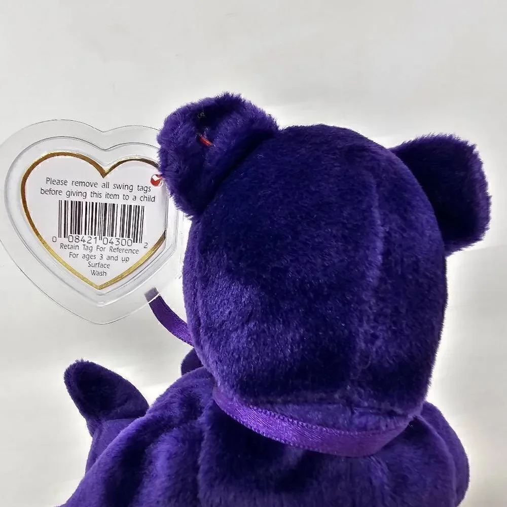 TY BEANIE BABIES PRINCESS DIANA PURPLE BEAR PE NO SPACE 97 TAG 1ST CHINA 8